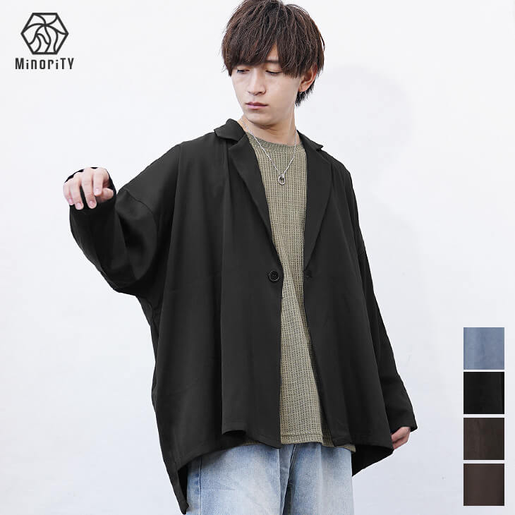 とろみ素材ドルマンビッグジャケット