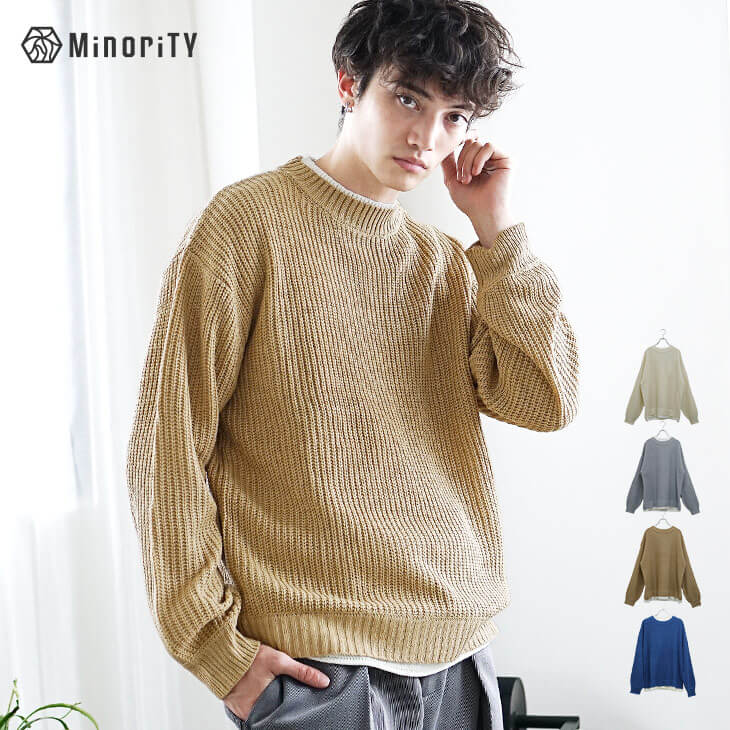 レイヤードクルービッグニット