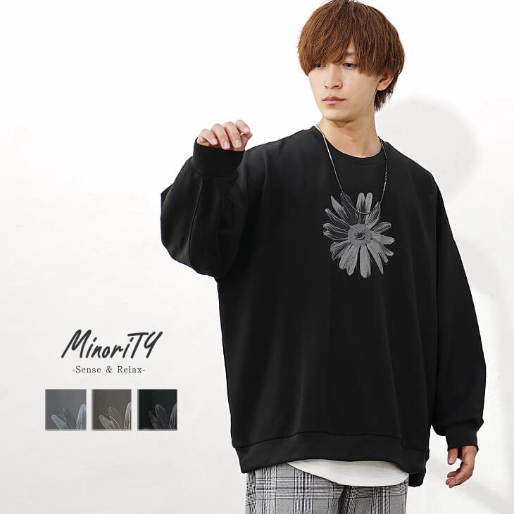 とろみフラワービッグトレーナー