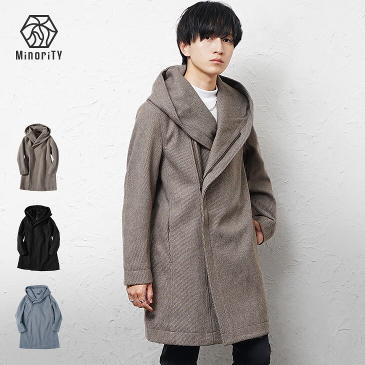 ボリュームネックロングコート