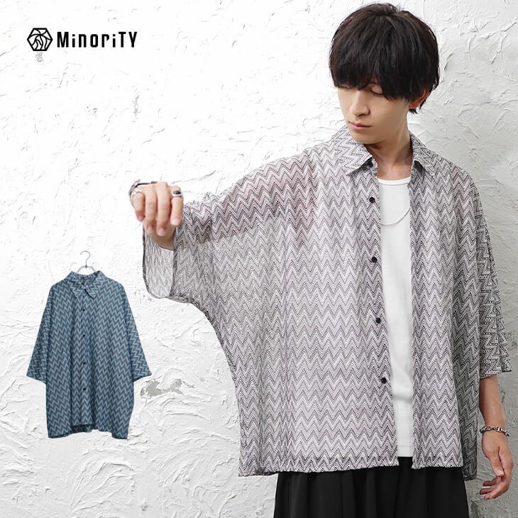 ジグザグ柄エアリーシャツ