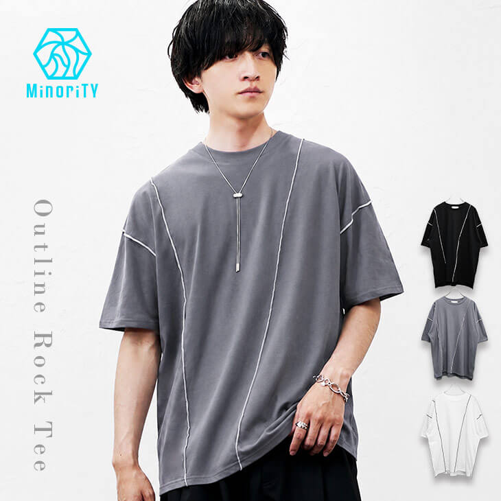 アシメトリーステッチワークTシャツ