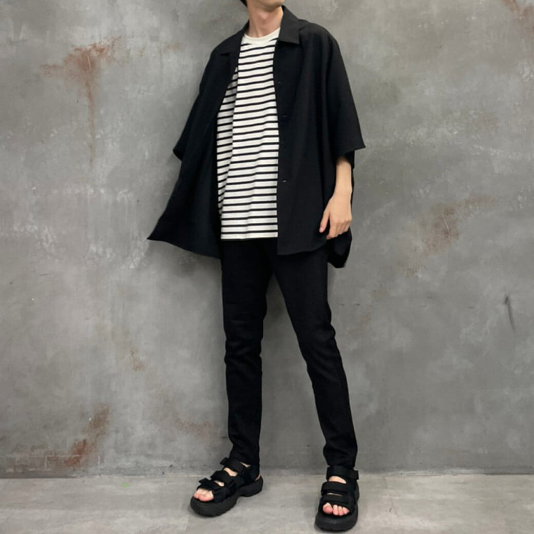 テーラードJKT×ボーダーTシャツ