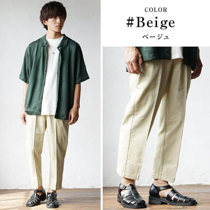 ベージュメンズコーデ