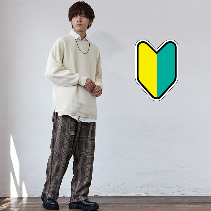 ベージュ色合わせメンズコーデ