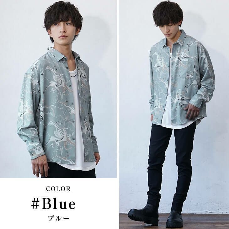 とろみジョーゼット総柄シャツ/長袖