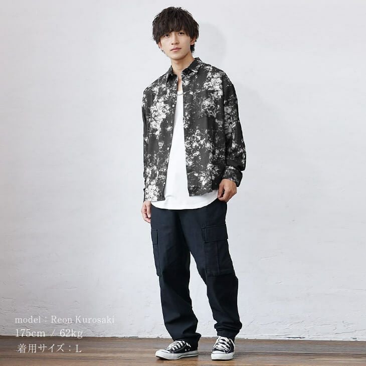 cohina とろみジョーゼットシャツ とろみジョーゼット総柄シャツ/長袖