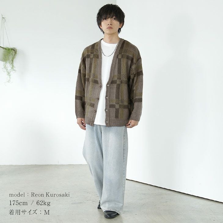 モヘアタッチジャガードチェックカーディガン