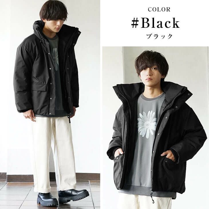 ポリストレッチ中綿ボリュームネックジャケット