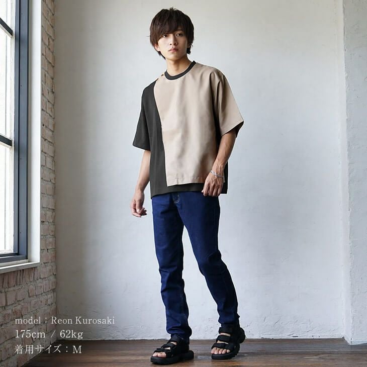 バイカラー オーバーサイズ カットソー バイカラーオーバーサイズTシャツ