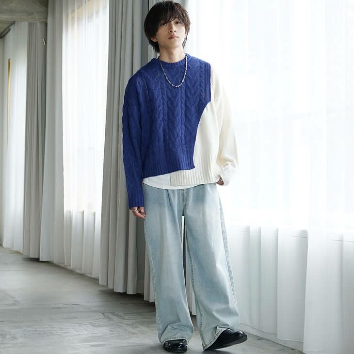 1% SHUHEI OGAWA ケーブルニットデザインセーター 毛玉軽減／洗える】クロップドミニケーブルニット （ニット・セーター
