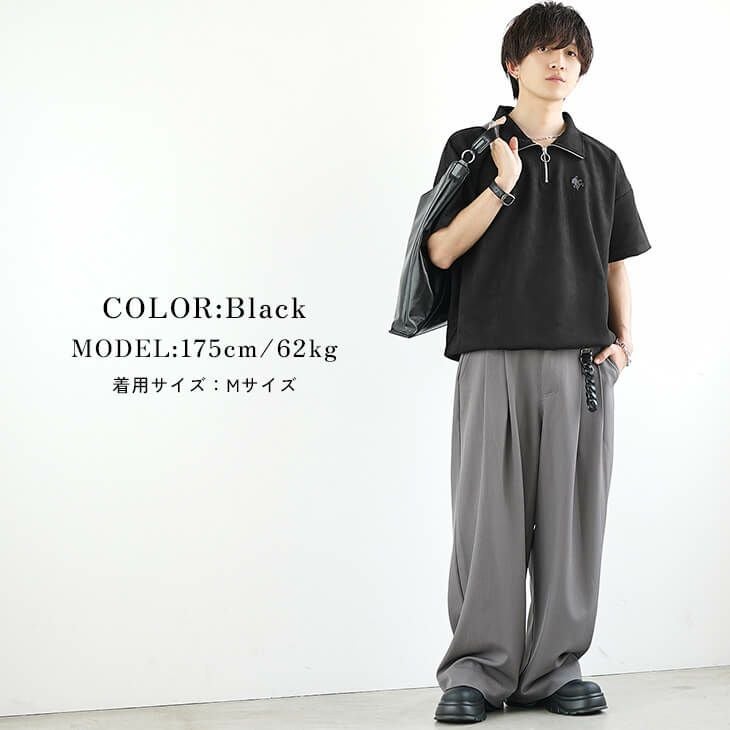 ハーフジップスウェードTシャツ
