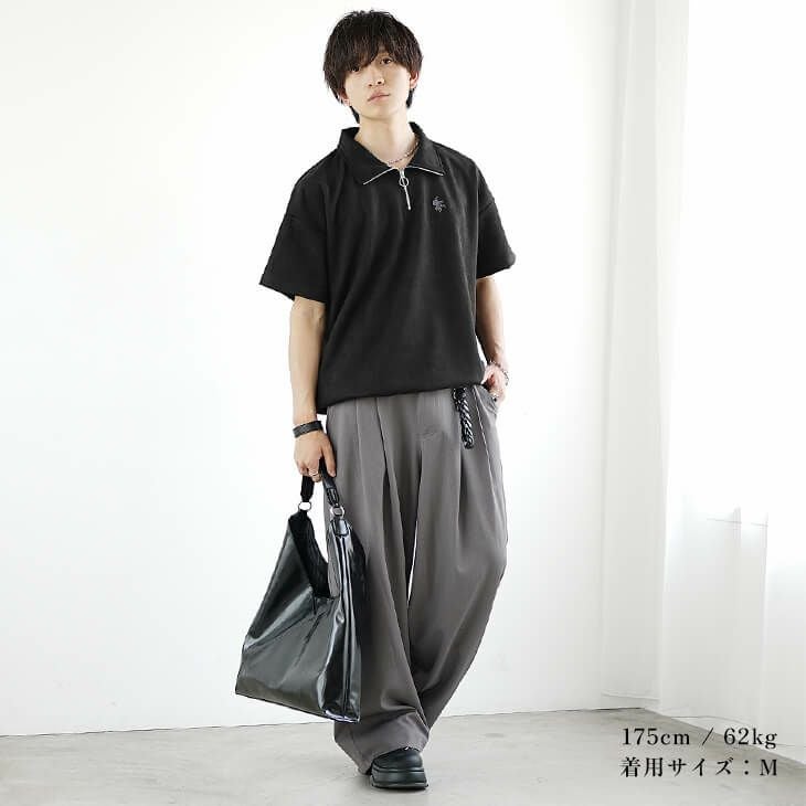 ハーフジップスウェードTシャツ
