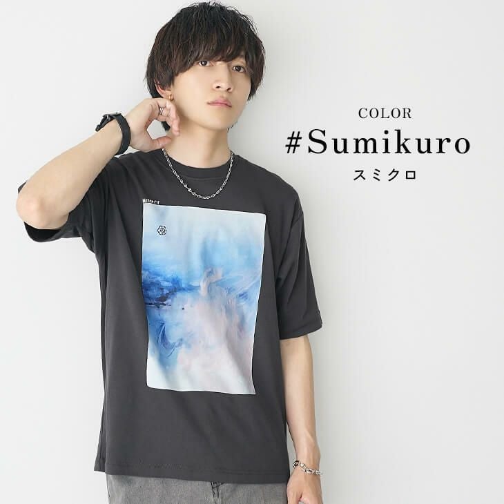水彩抽象画プリントTシャツ