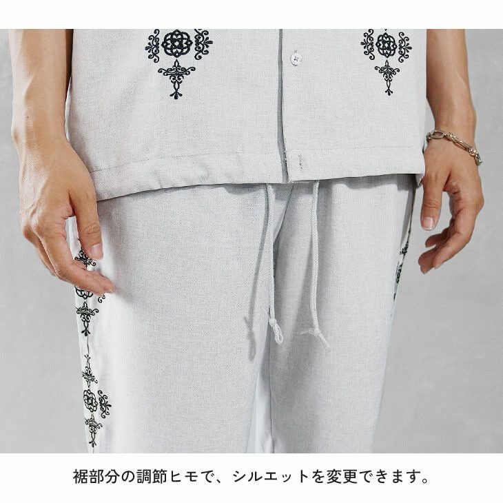 サイド刺繍キューバシャツセットアップ(sss7968a)