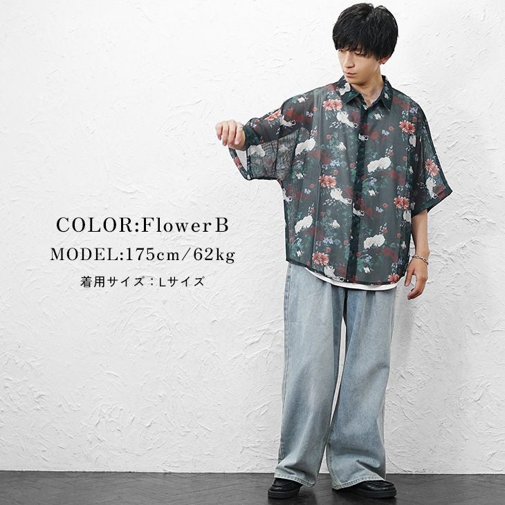 総柄メッシュドルマンシャツ | 公式MinoriTY
