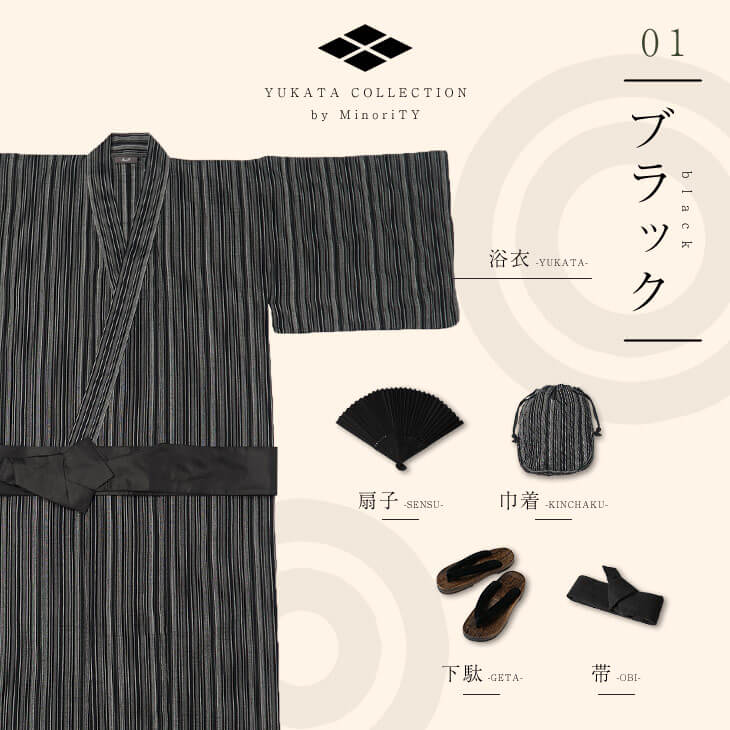 レトロモダン浴衣5点セット