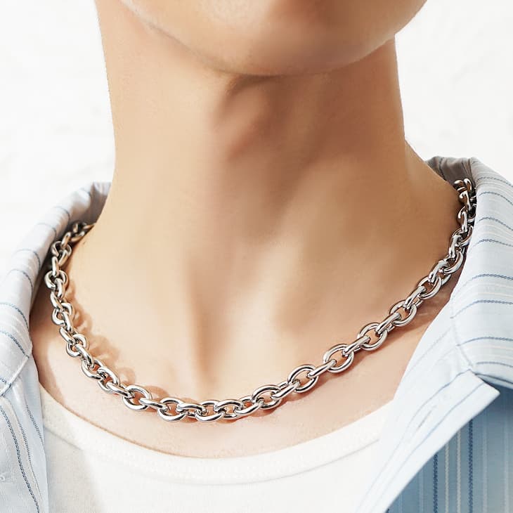 シルバーネックレス　Tバー Tバーシルバーチェーンネックレス